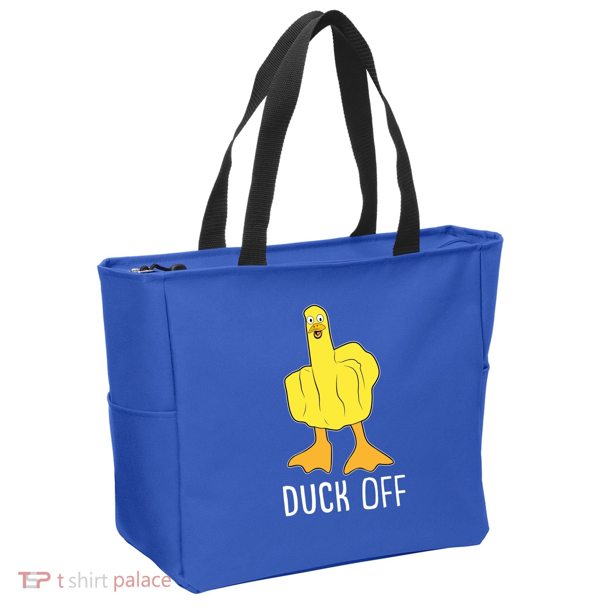 Funny Duck Off Middle Finger Tote Bag