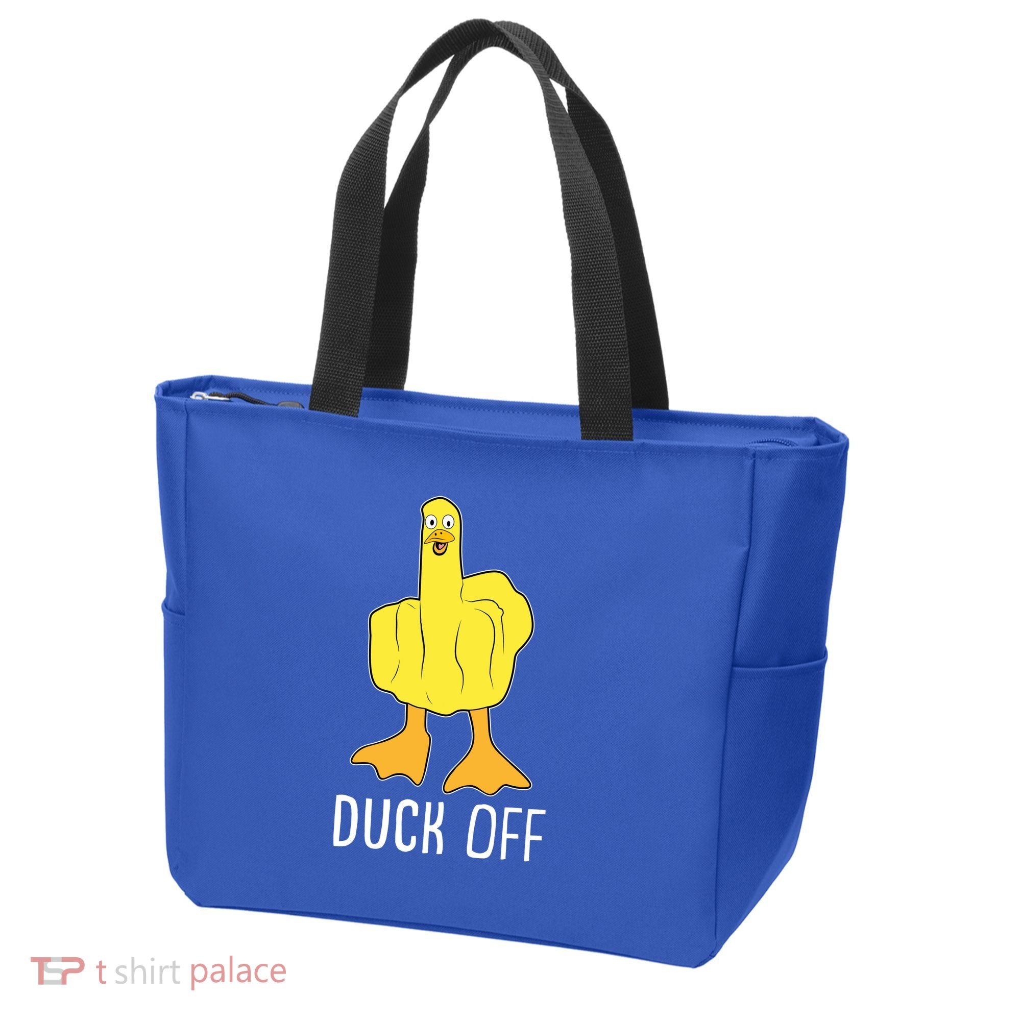 Funny Duck Off Middle Finger Tote Bag