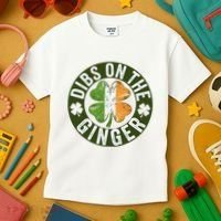 Funny Dibs On The Ginger St. Patrick’S Day Shamrock Kids T-Shirt thumb 3