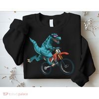 Funny Dino On Dirt Bike TRex Lover Rider Motorcycle Riding Sweatshirt thumb 2