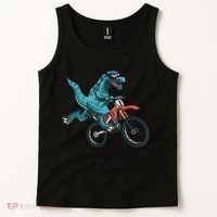 Funny Dino On Dirt Bike TRex Lover Rider Motorcycle Riding Tank Top thumb 2