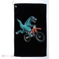 Funny Dino On Dirt Bike TRex Lover Rider Motorcycle Riding Golf Towel thumb 0