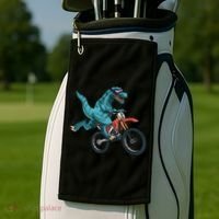 Funny Dino On Dirt Bike TRex Lover Rider Motorcycle Riding Golf Towel thumb 2