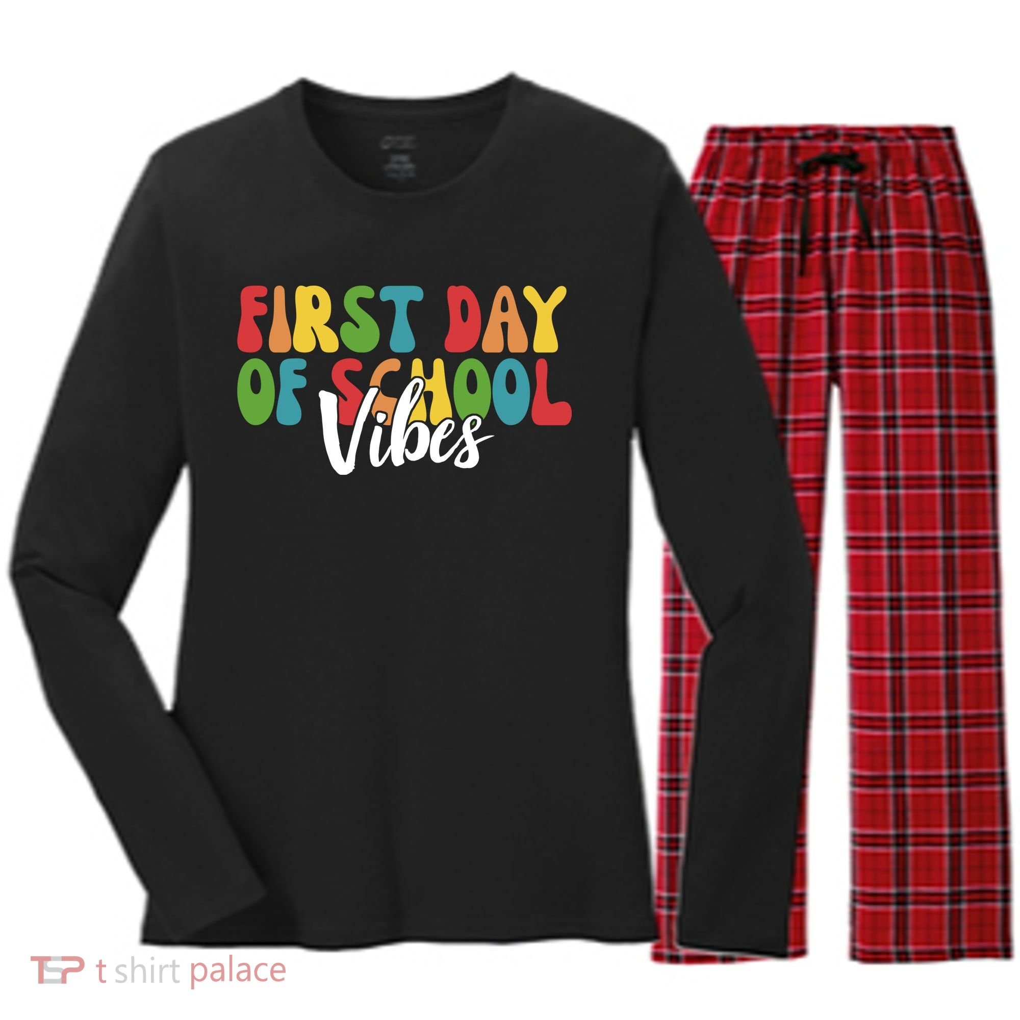First Day Of School Vibes Women's Long Sleeve Flannel Pajama Set 