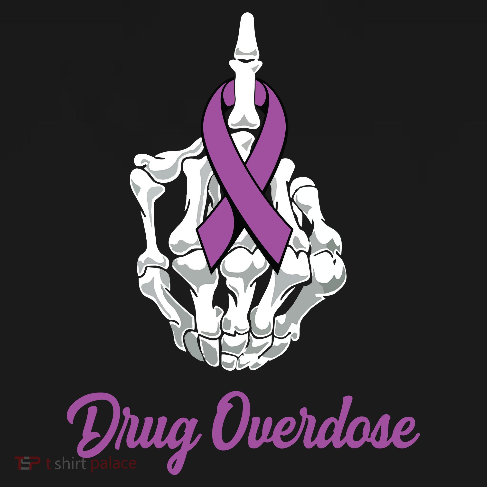 Fuck Drug Overdose Skeleton Hand Purple Ribbon Warrior Sweatshirt