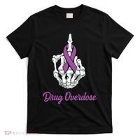 Fuck Drug Overdose Skeleton Hand Purple Ribbon Warrior T-Shirt thumb 0
