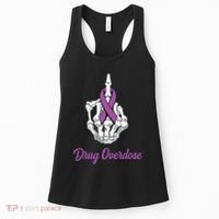 Fuck Drug Overdose Skeleton Hand Purple Ribbon Warrior Women's Tank Top thumb 0