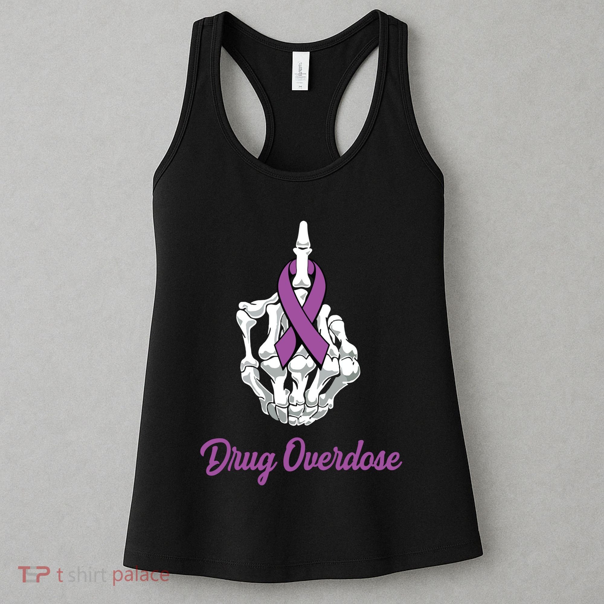 Fuck Drug Overdose Skeleton Hand Purple Ribbon Warrior Women's Tank Top