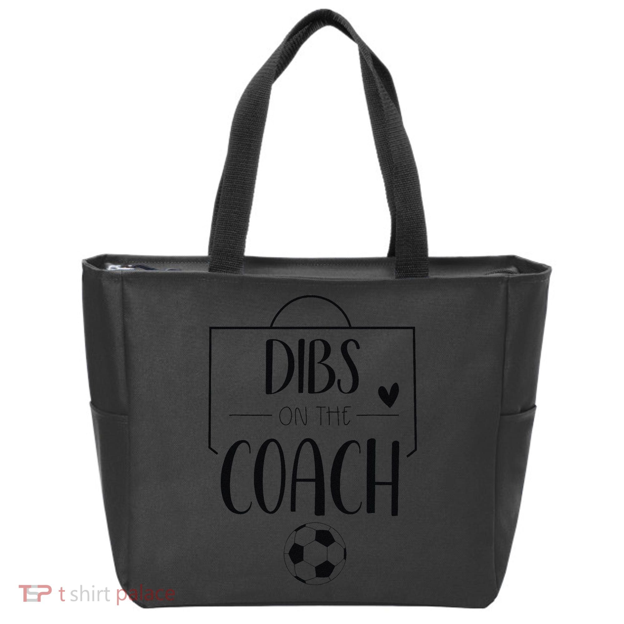 Funny Dibs On The Coach Soccer Ball Wife Women Coaching Tote Bag