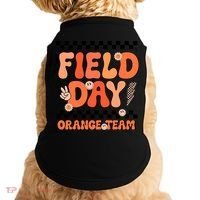 Field Day Orange Team Groovy Smile Face Checkered Students Doggie Tank thumb 0