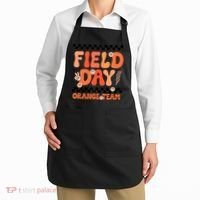 Field Day Orange Team Groovy Smile Face Checkered Students Apron thumb 2