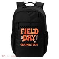 Field Day Orange Team Groovy Smile Face Checkered Students Backpack thumb 0