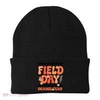 Field Day Orange Team Groovy Smile Face Checkered Students Beanie thumb 0