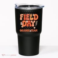 Field Day Orange Team Groovy Smile Face Checkered Students Tumbler thumb 0