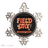 Field Day Orange Team Groovy Smile Face Checkered Students Ornament thumb 0