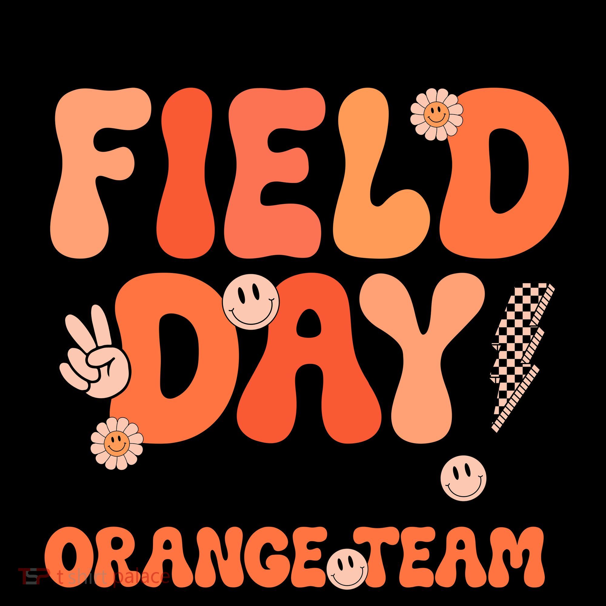 Field Day Orange Team Groovy Smile Face Checkered Students Toddler Hoodie