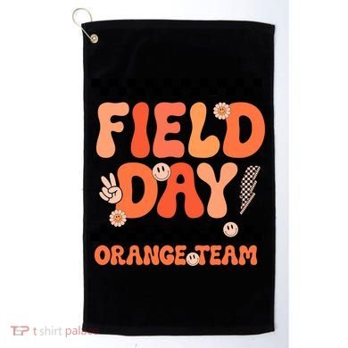Field Day Orange Team Groovy Smile Face Checkered Students Golf Towel