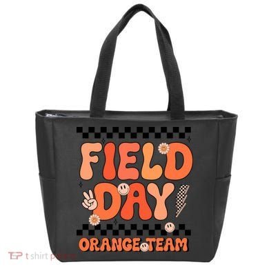 Field Day Orange Team Groovy Smile Face Checkered Students Tote Bag