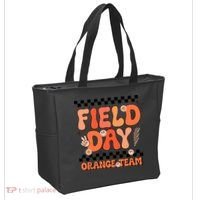 Field Day Orange Team Groovy Smile Face Checkered Students Tote Bag thumb 2
