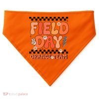 Field Day Orange Team Groovy Smile Face Checkered Students USA-Made Doggie Bandana thumb 0