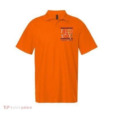 Field Day Orange Team Groovy Smile Face Checkered Students Polo