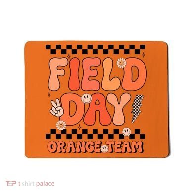 Field Day Orange Team Groovy Smile Face Checkered Students Mousepad