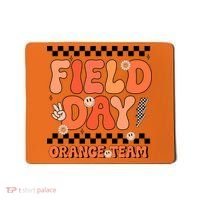 Field Day Orange Team Groovy Smile Face Checkered Students Mousepad thumb 0