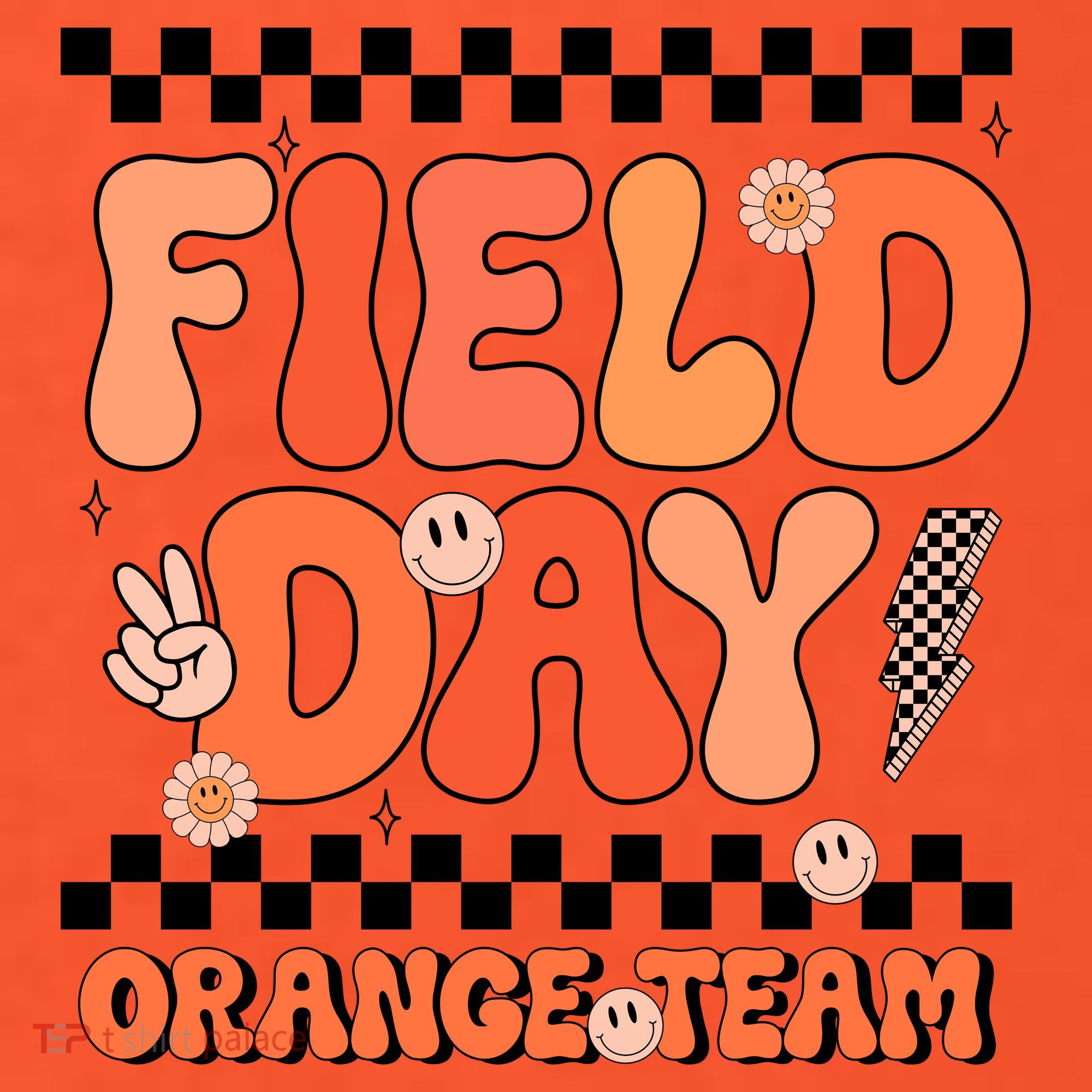 Field Day Orange Team Groovy Smile Face Checkered Students Mousepad