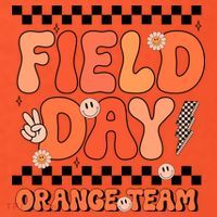 Field Day Orange Team Groovy Smile Face Checkered Students Baby Bodysuit thumb 2