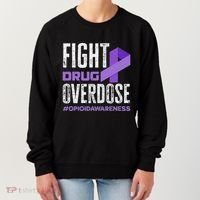 Fight Drug Overdose Pruple Ribbon Opioid Overdose Awareness Women's Sweatshirt thumb 0