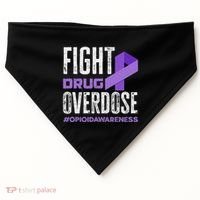 Fight Drug Overdose Pruple Ribbon Opioid Overdose Awareness USA-Made Doggie Bandana thumb 0