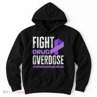 Fight Drug Overdose Pruple Ribbon Opioid Overdose Awareness Hoodie thumb 0