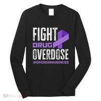 Fight Drug Overdose Pruple Ribbon Opioid Overdose Awareness Long Sleeve Shirt thumb 0