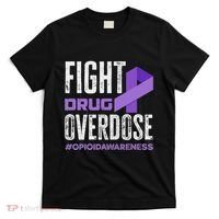 Fight Drug Overdose Pruple Ribbon Opioid Overdose Awareness T-Shirt thumb 0