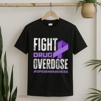 Fight Drug Overdose Pruple Ribbon Opioid Overdose Awareness T-Shirt thumb 2
