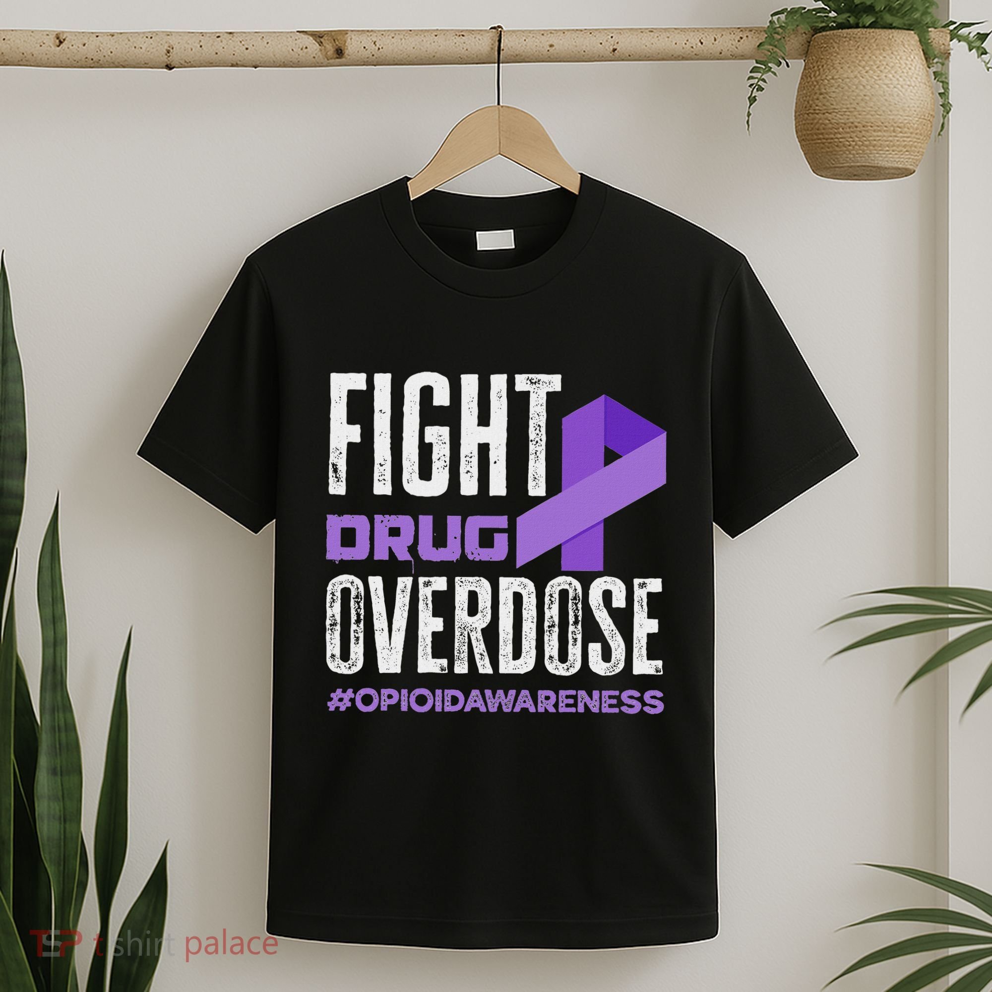 Fight Drug Overdose Pruple Ribbon Opioid Overdose Awareness T-Shirt