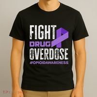Fight Drug Overdose Pruple Ribbon Opioid Overdose Awareness T-Shirt thumb 3