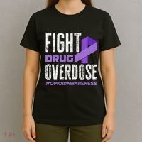 Fight Drug Overdose Pruple Ribbon Opioid Overdose Awareness T-Shirt thumb 4