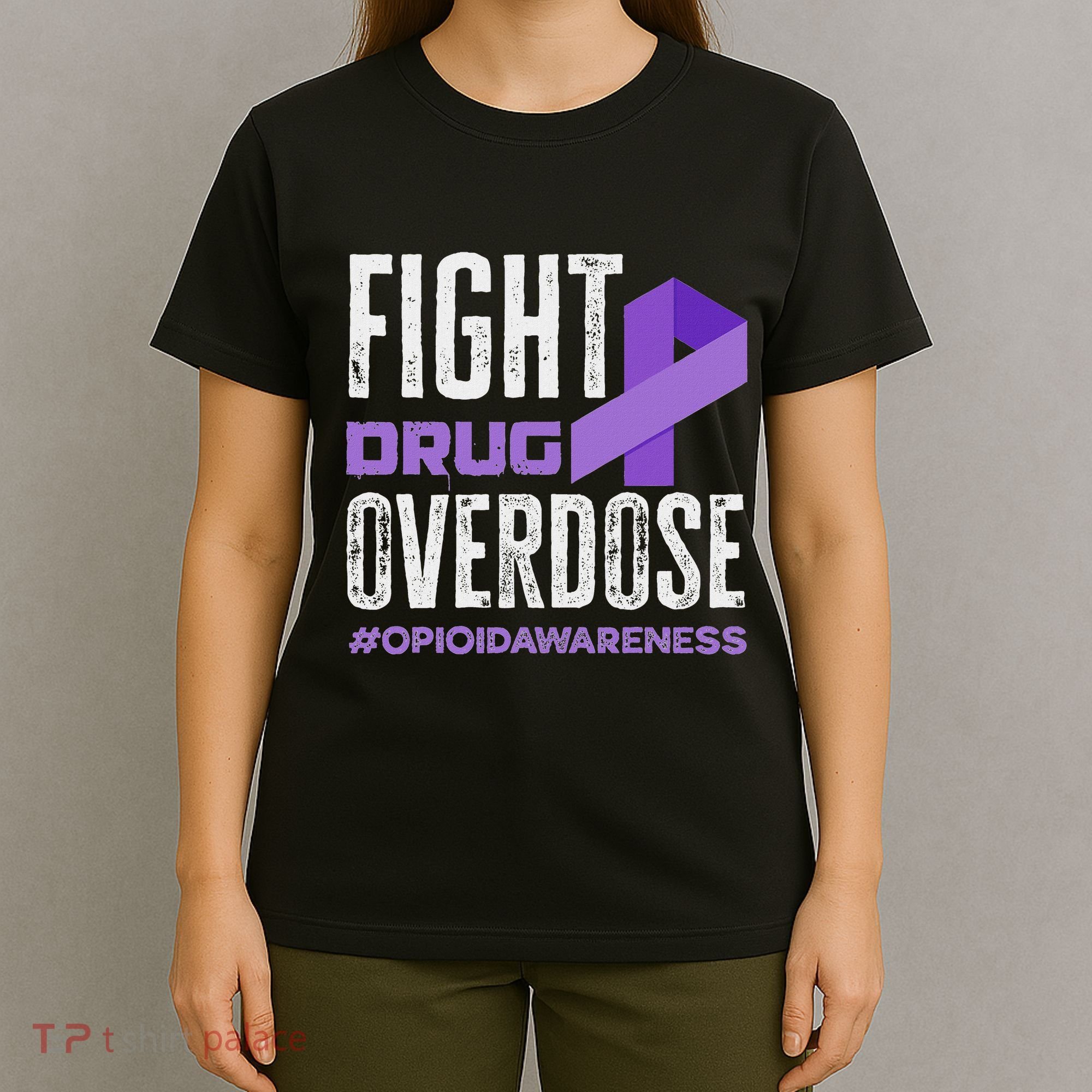 Fight Drug Overdose Pruple Ribbon Opioid Overdose Awareness T-Shirt