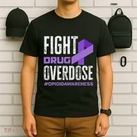 Fight Drug Overdose Pruple Ribbon Opioid Overdose Awareness T-Shirt thumb 6
