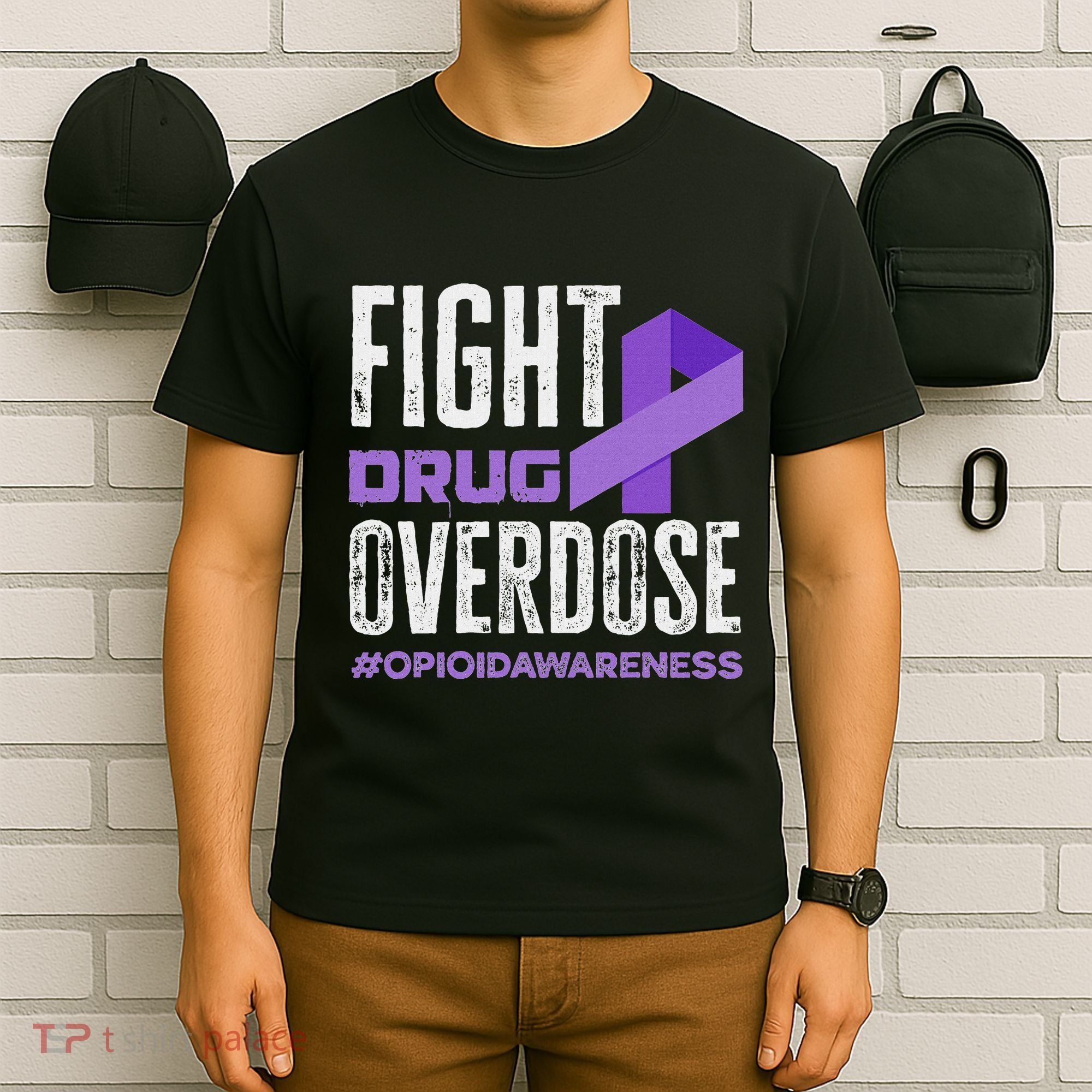 Fight Drug Overdose Pruple Ribbon Opioid Overdose Awareness T-Shirt
