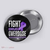 Fight Drug Overdose Pruple Ribbon Opioid Overdose Awareness Button thumb 0