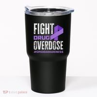 Fight Drug Overdose Pruple Ribbon Opioid Overdose Awareness Tumbler thumb 0