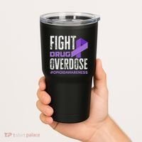 Fight Drug Overdose Pruple Ribbon Opioid Overdose Awareness Tumbler thumb 2