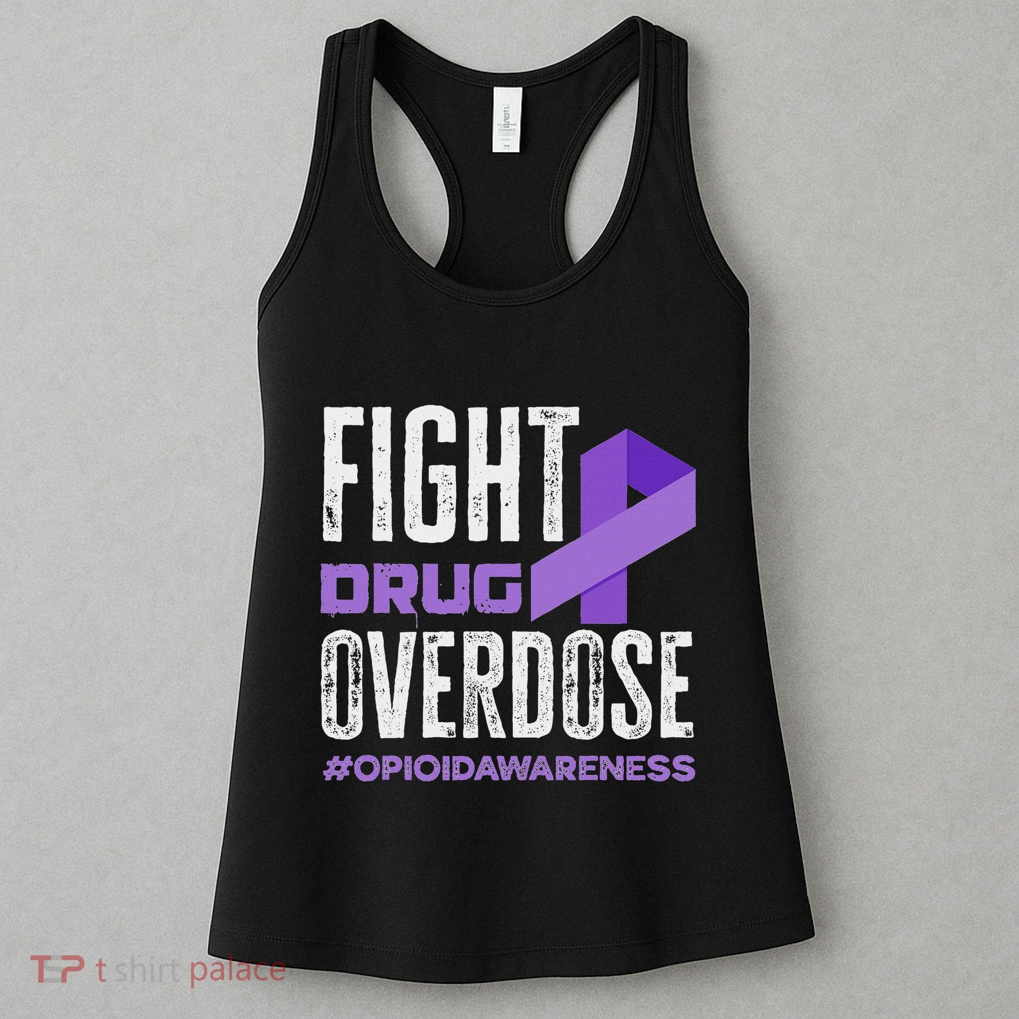 Fight Drug Overdose Pruple Ribbon Opioid Overdose Awareness Women's Tank Top