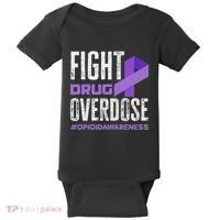 Fight Drug Overdose Pruple Ribbon Opioid Overdose Awareness Baby Bodysuit thumb 0
