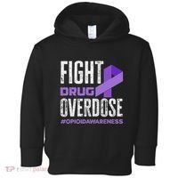 Fight Drug Overdose Pruple Ribbon Opioid Overdose Awareness Toddler Hoodie thumb 0