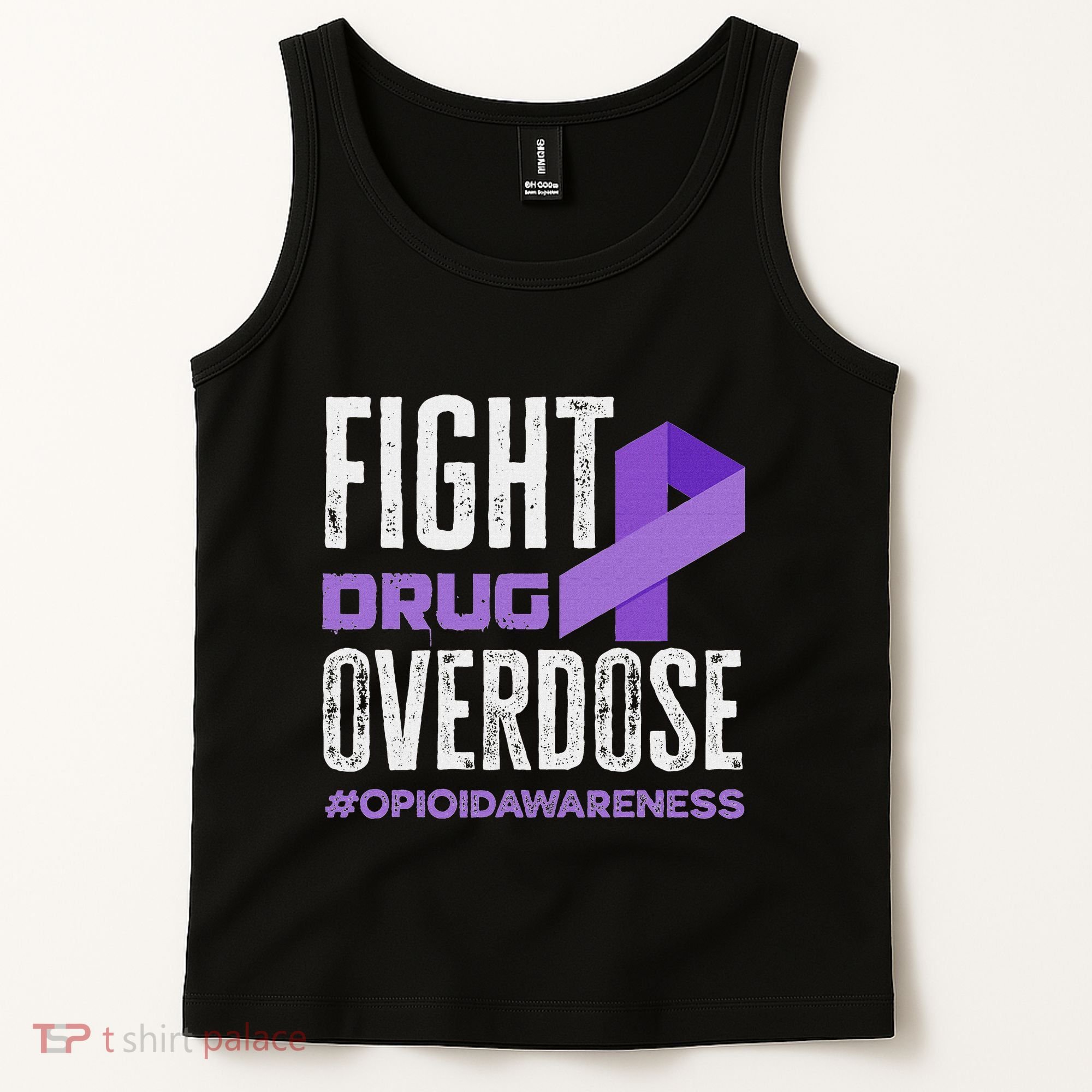 Fight Drug Overdose Pruple Ribbon Opioid Overdose Awareness Tank Top
