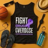 Fight Drug Overdose Pruple Ribbon Opioid Overdose Awareness Tank Top thumb 4
