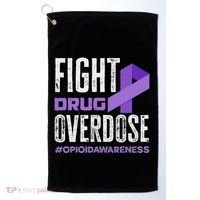Fight Drug Overdose Pruple Ribbon Opioid Overdose Awareness Golf Towel thumb 0
